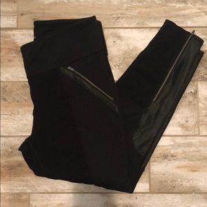 Athleta Moto leggings with leather accents